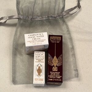 Charlotte Tilbury 3pc MAKEUP Set w Setting Spray,Magic Serum, face cream New GWP
